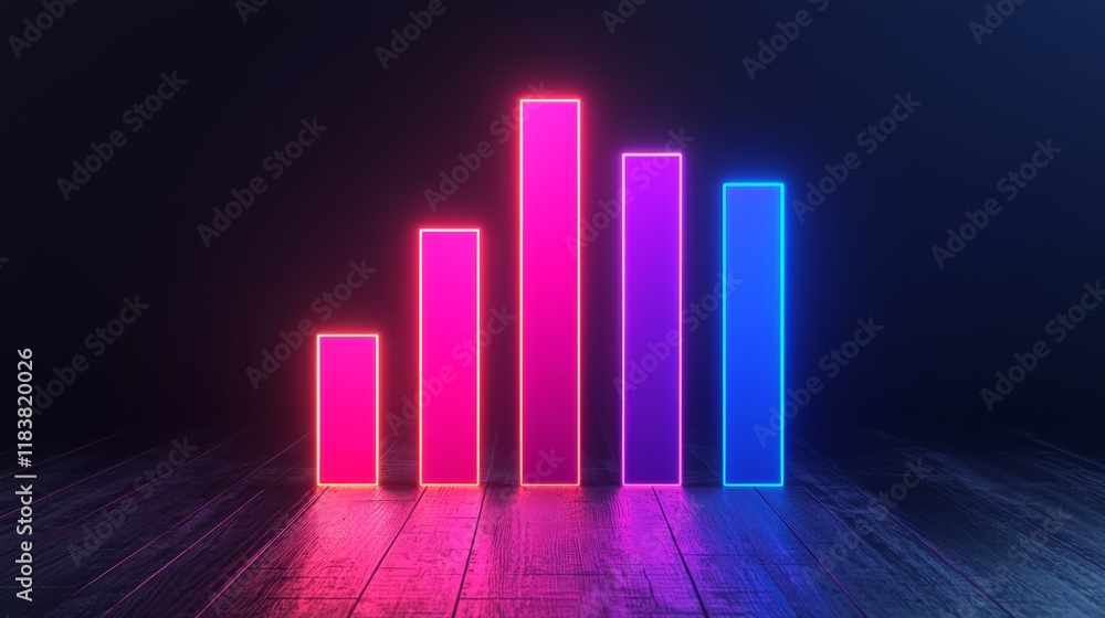 Vibrant Glowing Bar Graph with Neon Colors on a Dark Background Vibrant Glowing Bar Graph with Neon Colors on a Dark Background
