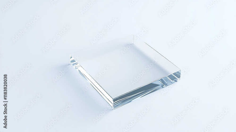 A clear plastic object is on a white background A clear plastic object is on a white background