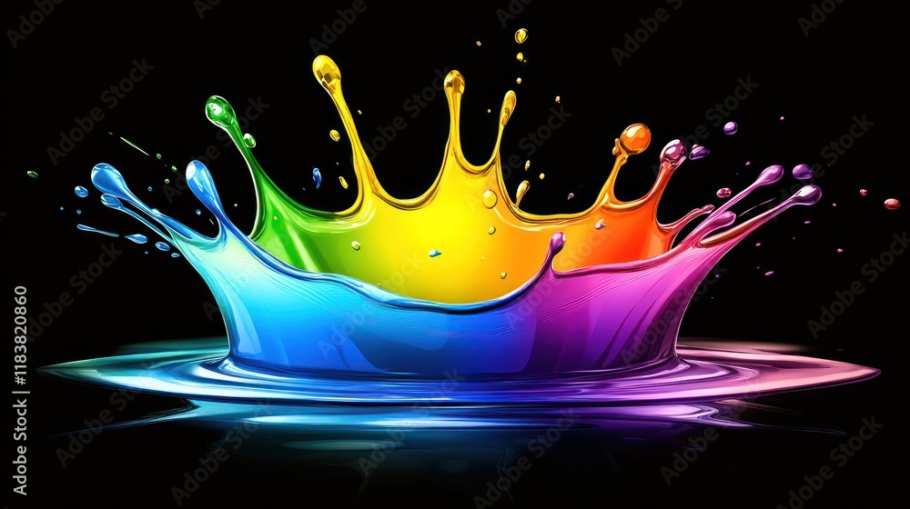 Fototapeta premium Vibrant Rainbow Paint Splash: A Symphony of Colors