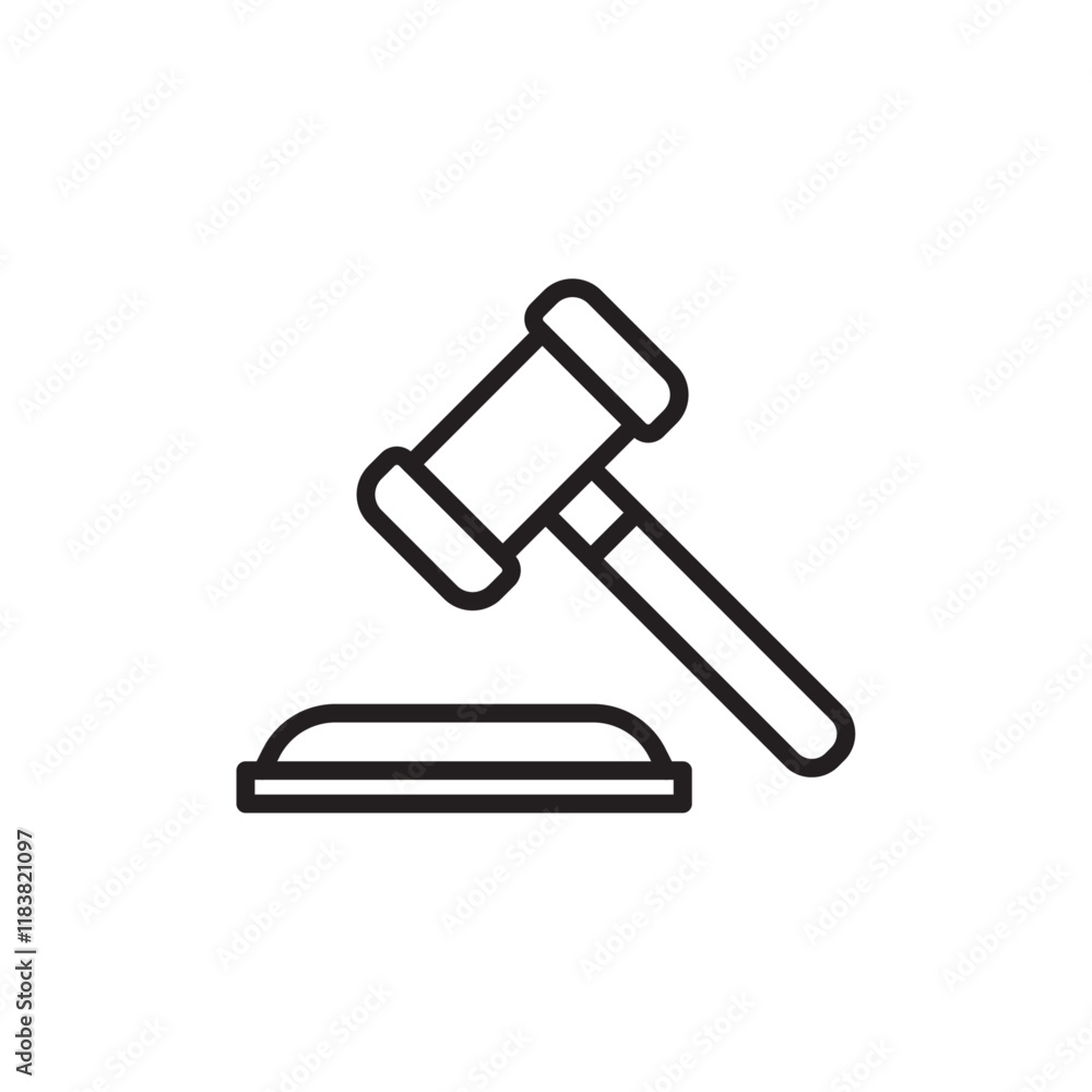 Gavel icon Flat vector set outline Gavel icon Flat vector set outline