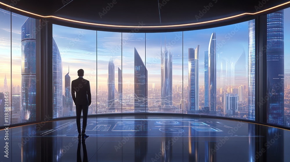 Fototapeta premium Futuristic Cityscape: A Visionary's Perspective