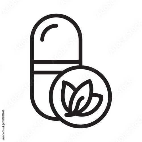 Herbal capsule icon Flat vector set outline