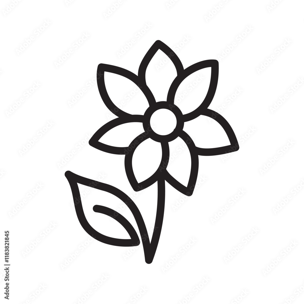 Jasmine icon Flat vector set outline Jasmine icon Flat vector set outline