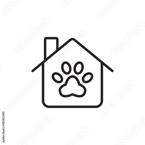 Pet House icon Flat vector set outline