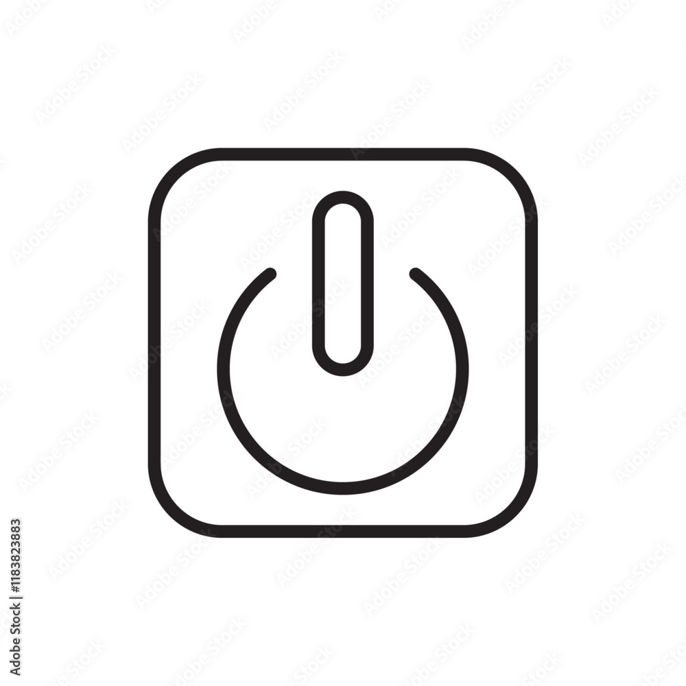 Power button icon Flat vector set outline Power button icon Flat vector set outline