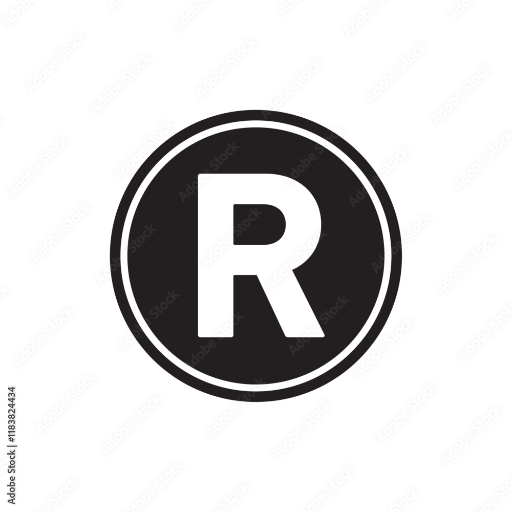 Registered trademark symbol Flat vector set outline Registered trademark symbol Flat vector set outline