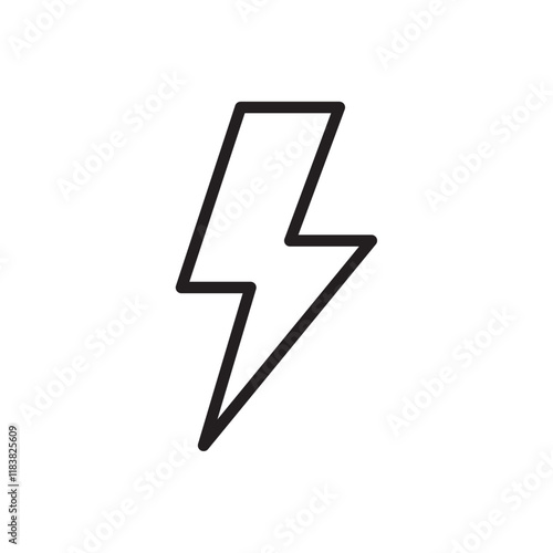 Thunder bolt icon Flat vector set outline