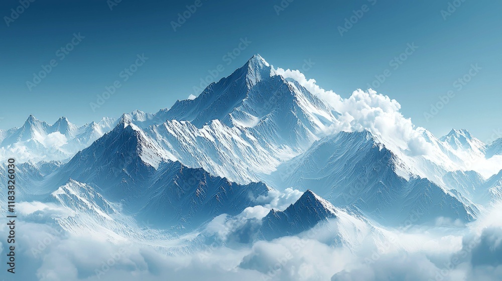 Majestic Snow-Capped Mountain Peaks: A Breathtaking Winter Landscape Panorama Majestic Snow-Capped Mountain Peaks: A Breathtaking Winter Landscape Panorama