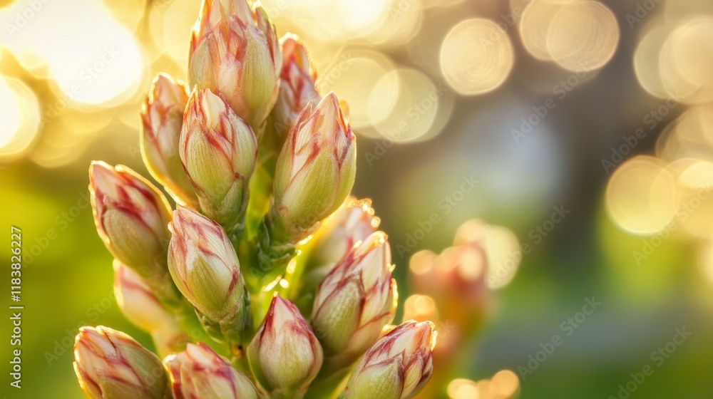 Fototapeta premium Beautiful Succulent Buds with Soft Blurred Background Light