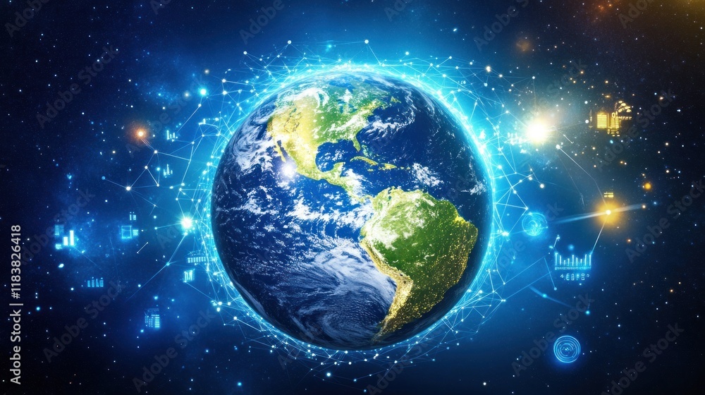 Fototapeta premium Global Network: Interconnected World