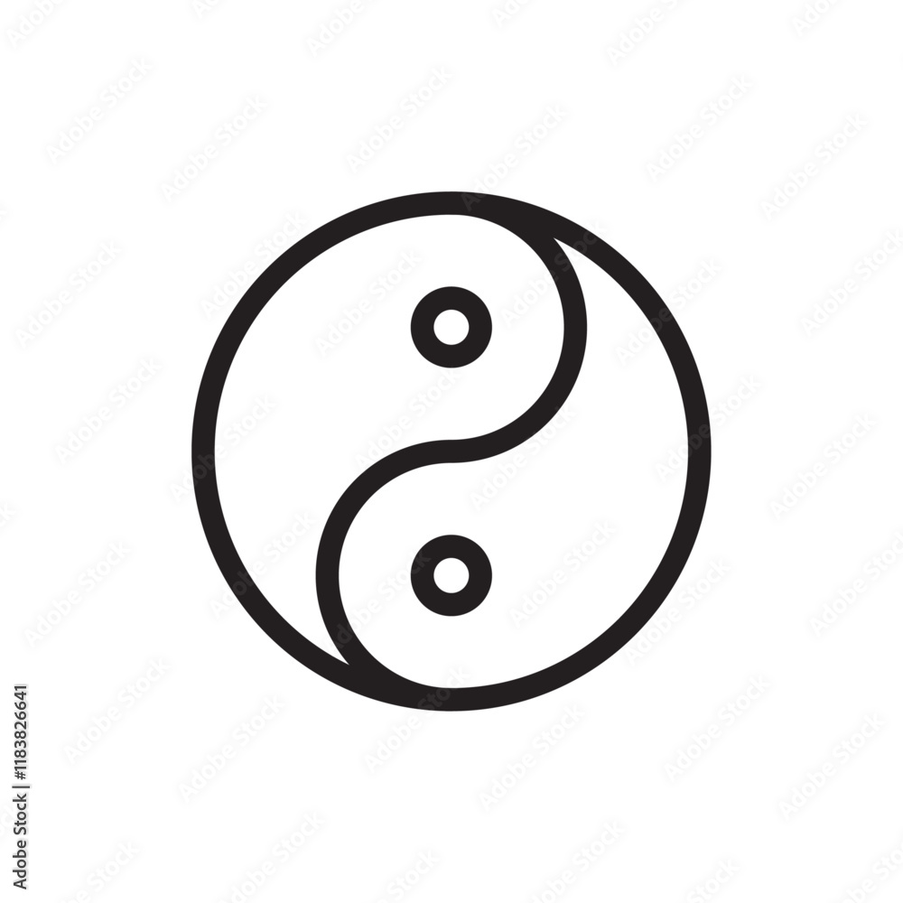 Yin yang icon Flat vector set outline Yin yang icon Flat vector set outline
