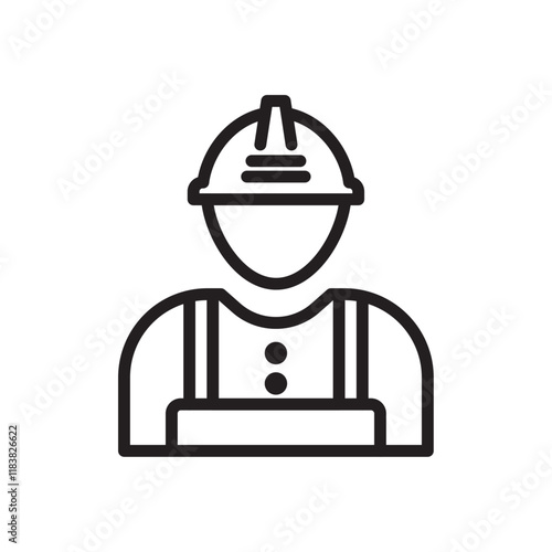 Worker icon Flat vector set outline