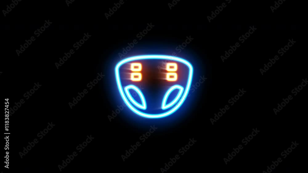 The blinking neon light of a public information icon on a black background. The blinking neon light of a public information icon on a black background.