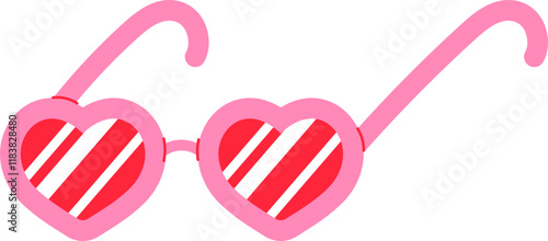 Pink and red heart eyeglasses illustration