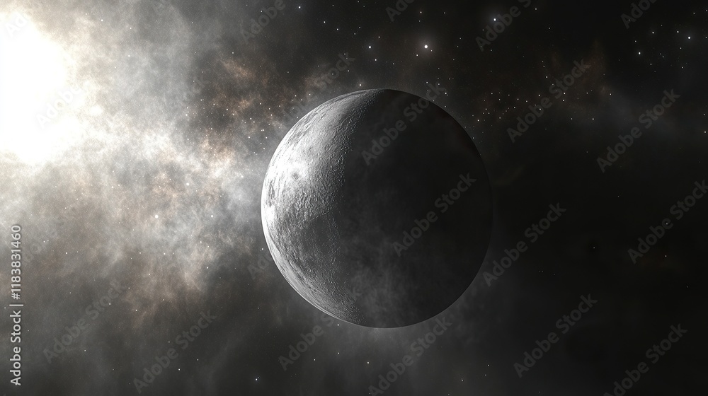 Obraz premium **A planetary eclipse gradient flowing through shadowy black