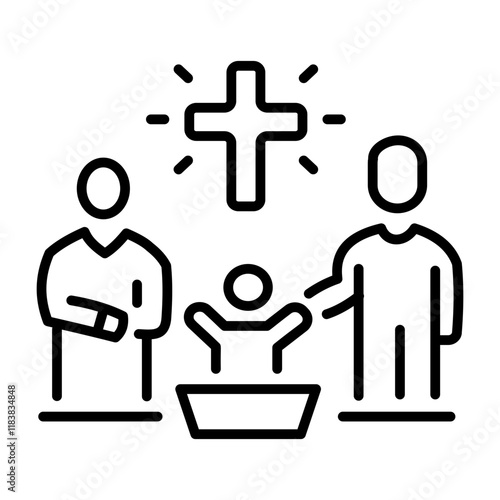 Holy baptism icon in linear style 