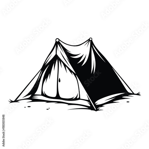 Camping Tent Silhouette Vector Illustration