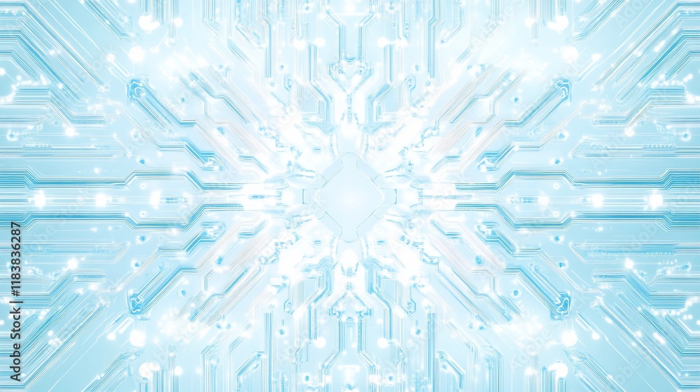 Abstract light blue circuit board design, symmetrical pattern, technology background. Abstract light blue circuit board design, symmetrical pattern, technology background.