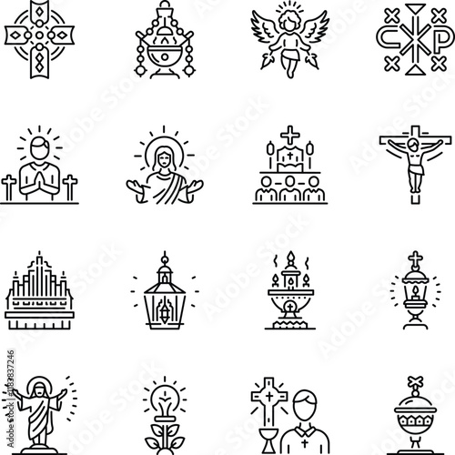 Bundle of Linear Orthodox Religion Icons 

