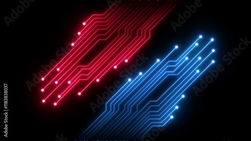 Abstract digital line particle data background connecting technology concept Abstract technological background .Connections Futuristic circuit board with moving electrons PNG Alpha .