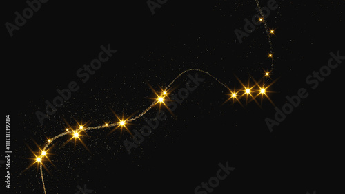 Gold glittering confetti wave and stardust