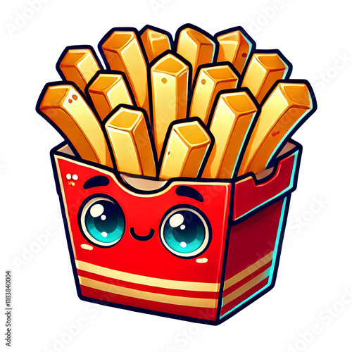 Fun French Fries in Red Box Illustration photo