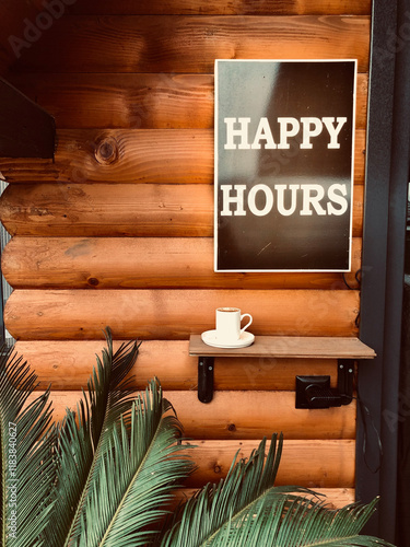 Wallpaper Mural Happy hours sign with turkish coffe Torontodigital.ca