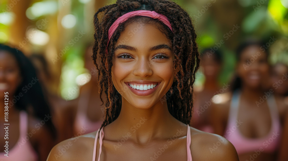 Radiant Woman with Dreadlocks Smiling in Tropical Setting Radiant Woman with Dreadlocks Smiling in Tropical Setting