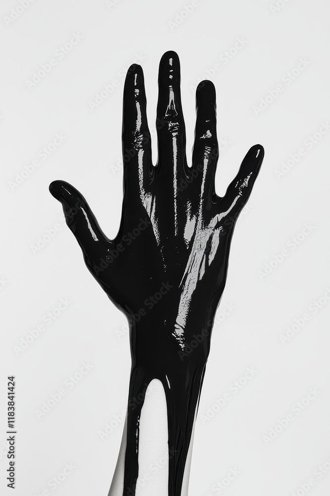 Minimalist Black and White Gloved Hand Conceptual Image Minimalist Black and White Gloved Hand Conceptual Image