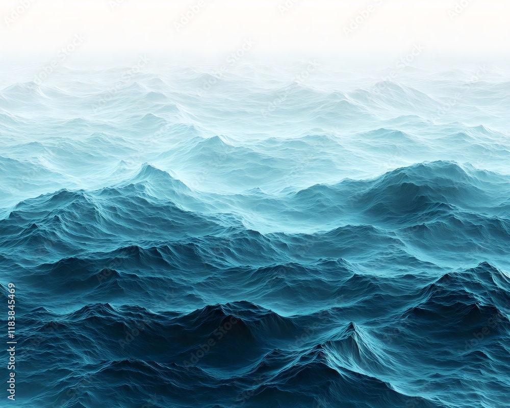 Fototapeta premium Abstract Blue Ocean Waves with Minimal Gradient Effect