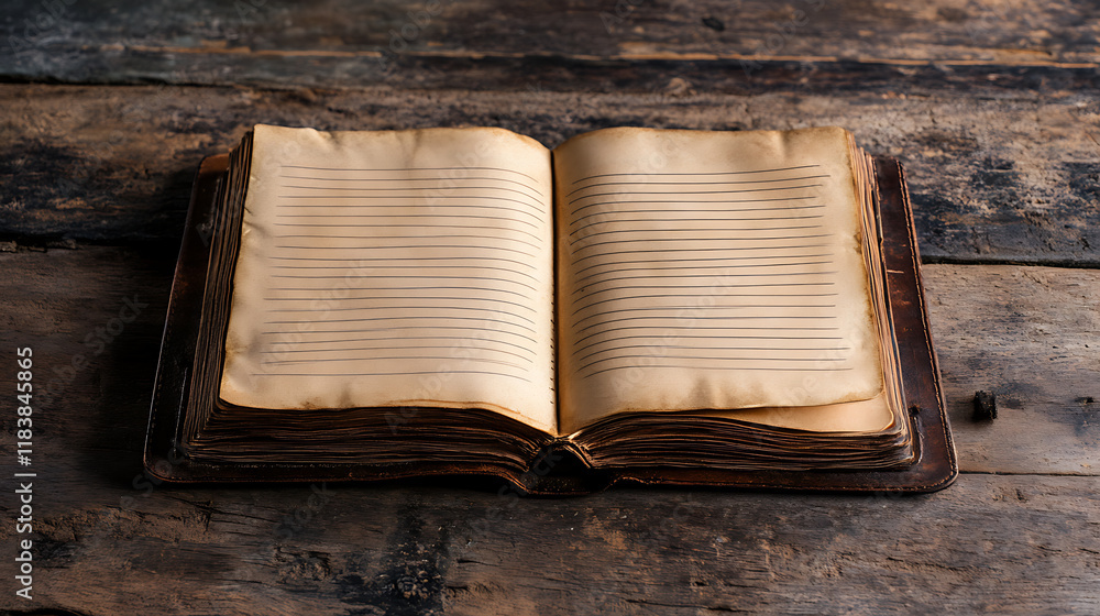 A conceptual image showcasing the art of journaling, featuring a notebook with open blank pages ready for writing, the image provides ample copy space for customization and personalization A conceptual image showcasing the art of journaling, featuring a notebook with open blank pages ready for writing, the image provides ample copy space for customization and personalization