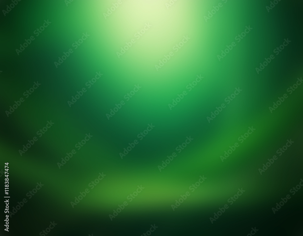 Fototapeta premium Blurred green gradient background filled with vibrant, subtle hues blending seamlessly, creating a soft, glowing atmosphere evoking ethereal magic, dreamlike serenity, mystical charm, tranquil harmony