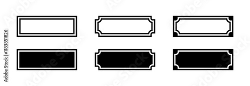 The black and white sign is rectangular in shape. Vector icons