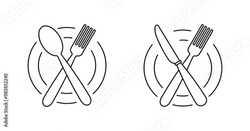 Dining room logo icons. Linear style. Vector icons.