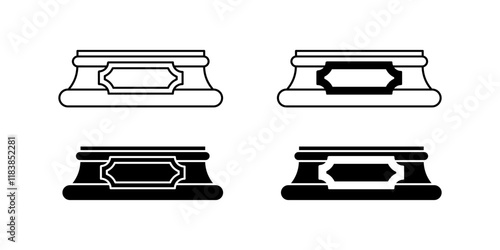 Stand for trophy set icons. Linear and silhouette style. Vector icons.