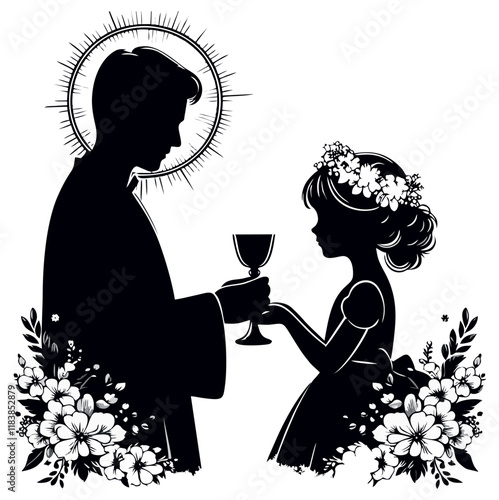 First communion girl silhouette