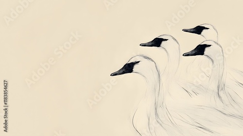 Elegant Swans in Minimalist Line Art photo