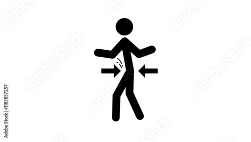 Risk of crushing warning , black isolated silhouette