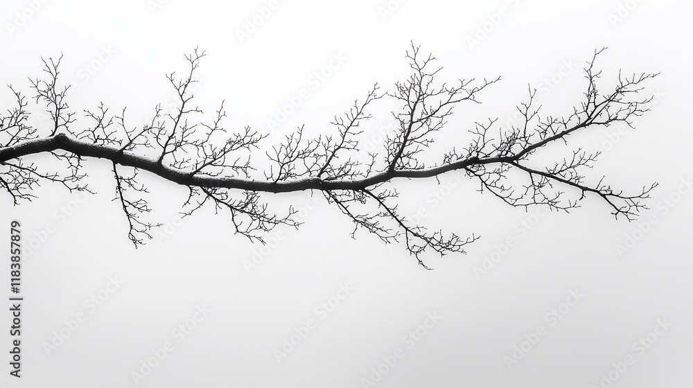 Obraz premium Bare tree branch isolated on white background.