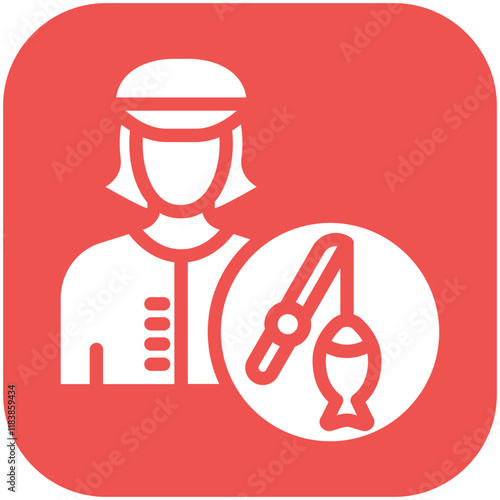 Fisherwoman vector icon illustration of Fishing iconset.