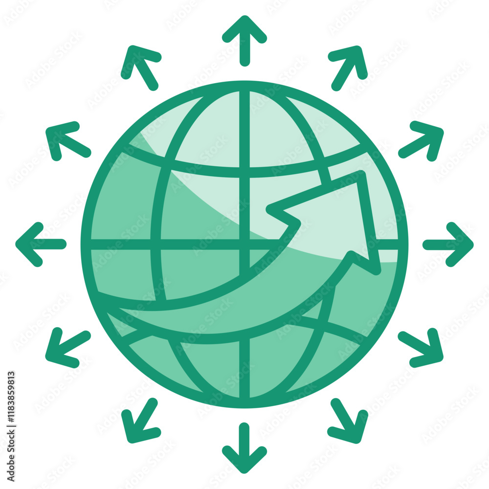 Globe With Arrow Icon Element For Design Globe With Arrow Icon Element For Design