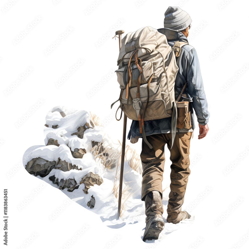 Fototapeta premium Winter Hiking Clipart Vector Illustration
