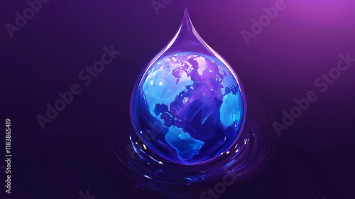 Wallpaper Mural Realistic illustration of planet earth globe in water drop Torontodigital.ca