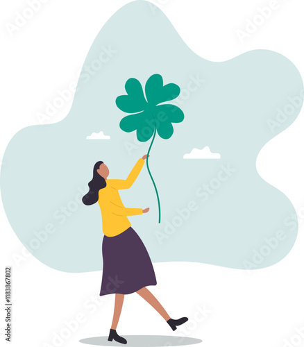 Luck for success, blessing for work opportunity, fortune or chance, good luck or happiness .business concept.flat character.