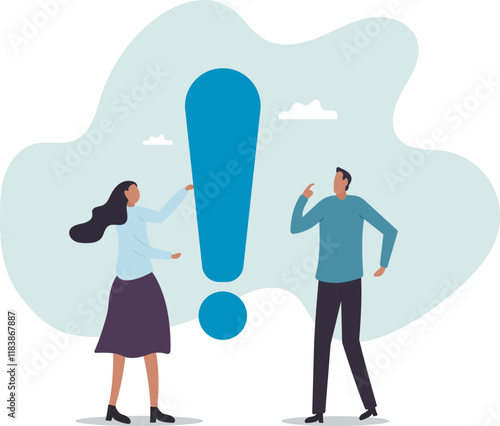 Big exclamation mark for important information, answer or resolve problem, solution or risk warning, attention or punctuation .business concept.flat character.