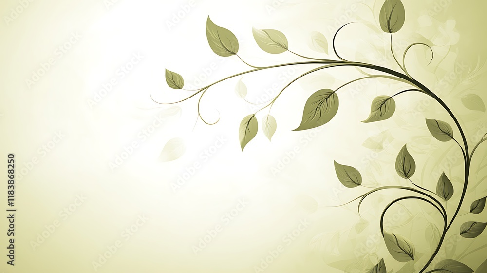 Elegant Olive Green Floral Vine Design Elegant Olive Green Floral Vine Design