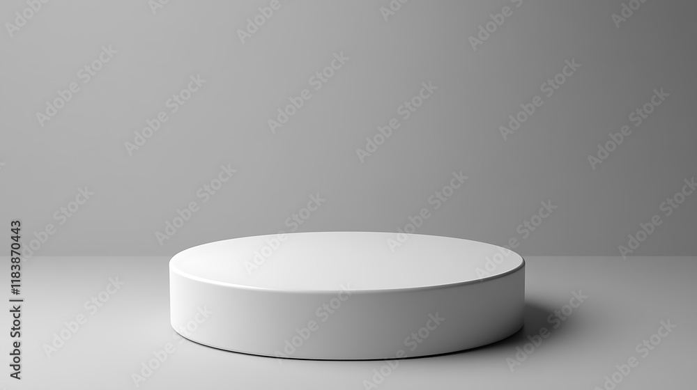 White round podium on a gray background, mock up White round podium on a gray background, mock up