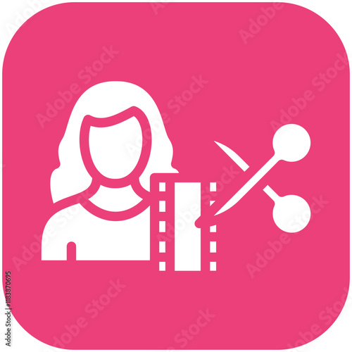 Film Editor Female vector icon illustration of Filmmaking iconset.