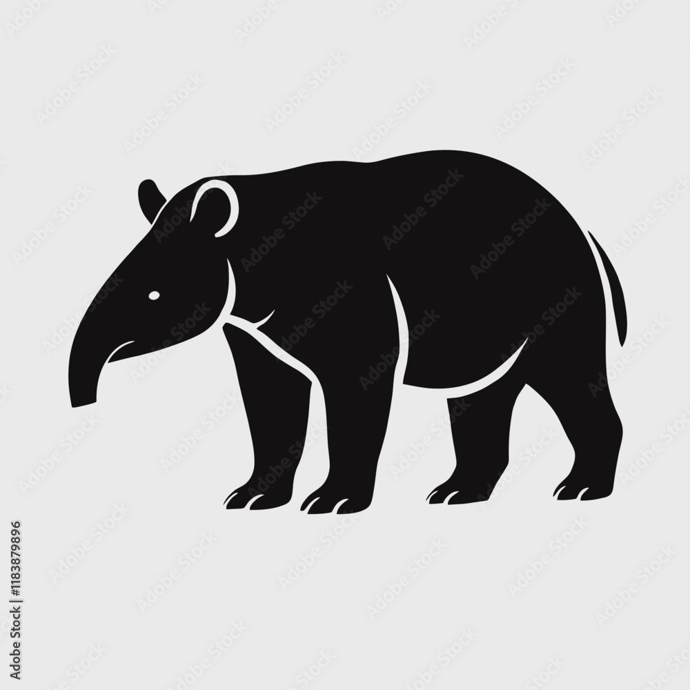Obraz premium very simple flat and minimalist Tapir silhouette in black on a white background
