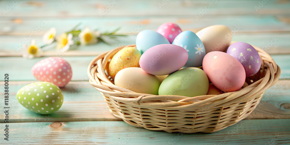easter eggs in a basket easter eggs in a basket